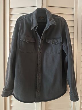 American Giant Navy Blue Snap-Front Shirt Jacket